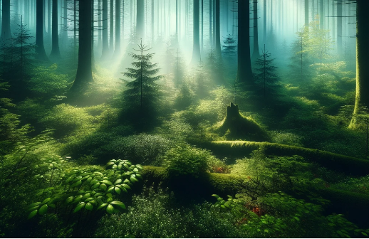 霧に包まれた森のイメージ