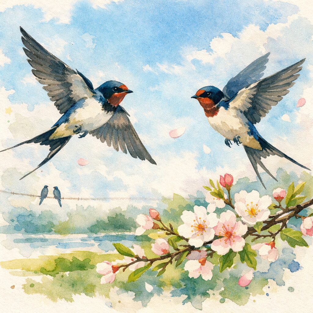 春の空を舞うツバメ 清明